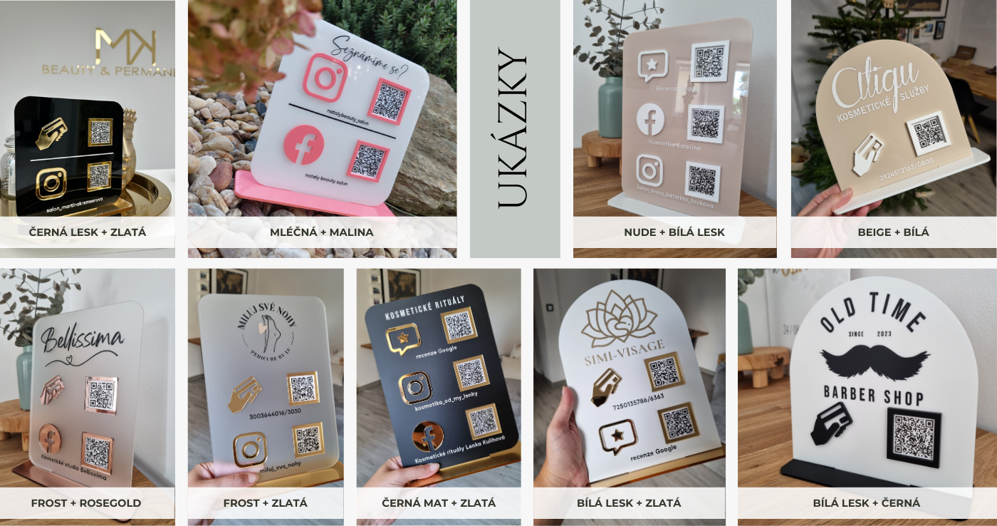 VIZUALI.CZ UKÁZKY QR BUSINESS CEDULEK STOJÁNEK NA QR KOD PLATBU RECENZE SOCIALNI SITE